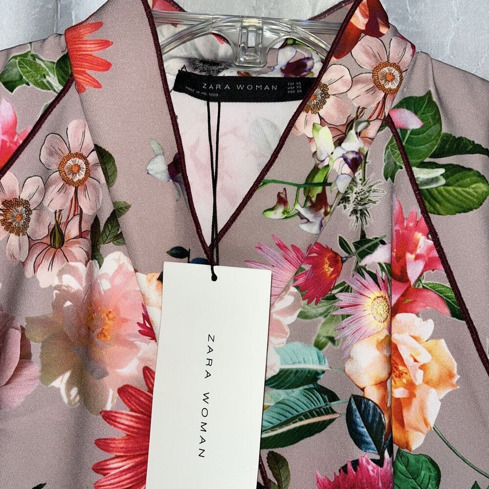 ZARA WOMEN'S FLORAL TOP BLOUSE SIZE XS NWT - Picture 2 of 6